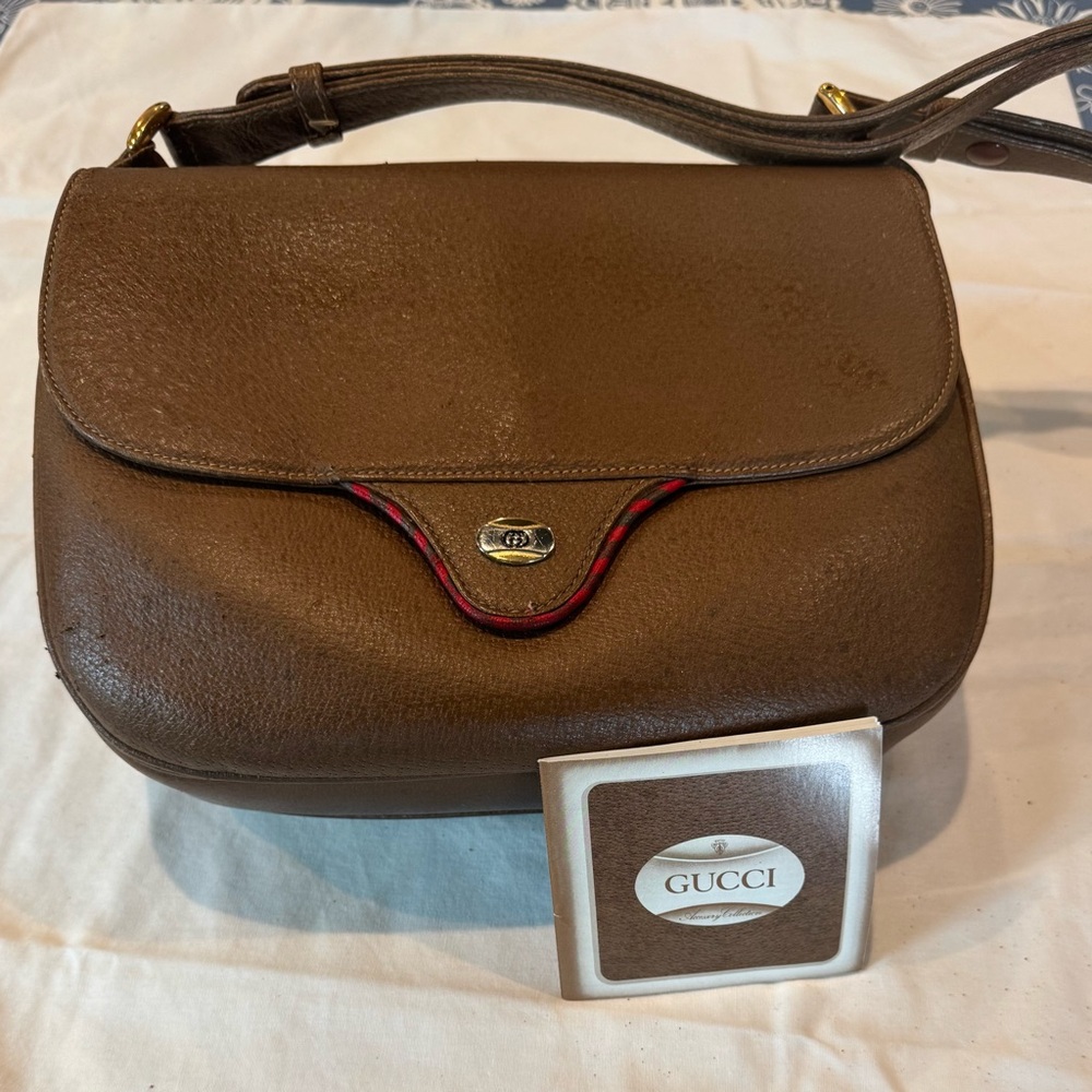 Vintage Gucci Accessory Collection Brown Leather Bag